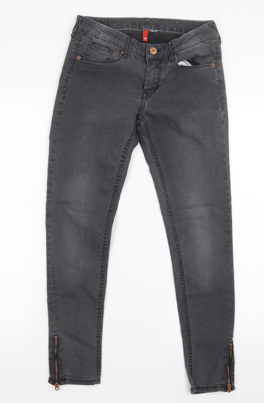 H&M Womens Black  Denim Straight Jeans Size 10 L26.5 in