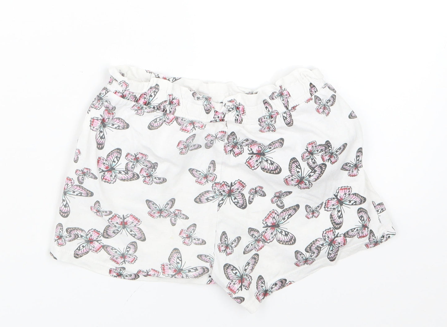 H&M Girls White Geometric  Boyfriend Shorts Size 5-6 Years - Butterflies