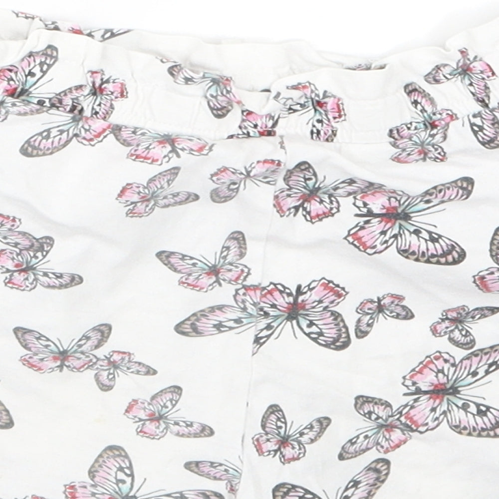 H&M Girls White Geometric  Boyfriend Shorts Size 5-6 Years - Butterflies
