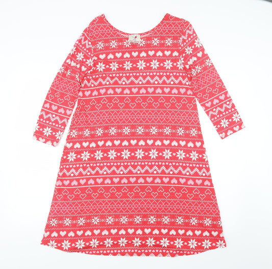 George Womens Red Geometric  Basic T-Shirt Size S