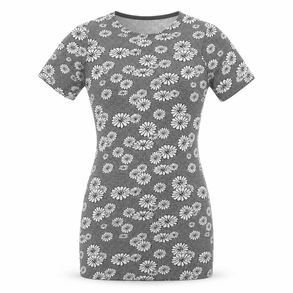 Mezzo Womens Black Floral  Basic T-Shirt Size 12  - Long