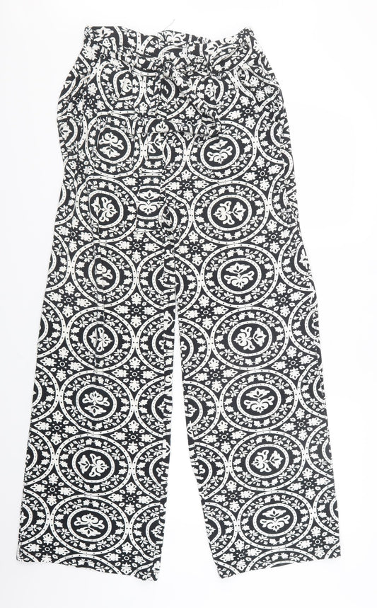 Label Be Womens Black Geometric  Trousers  Size 10 L29 in