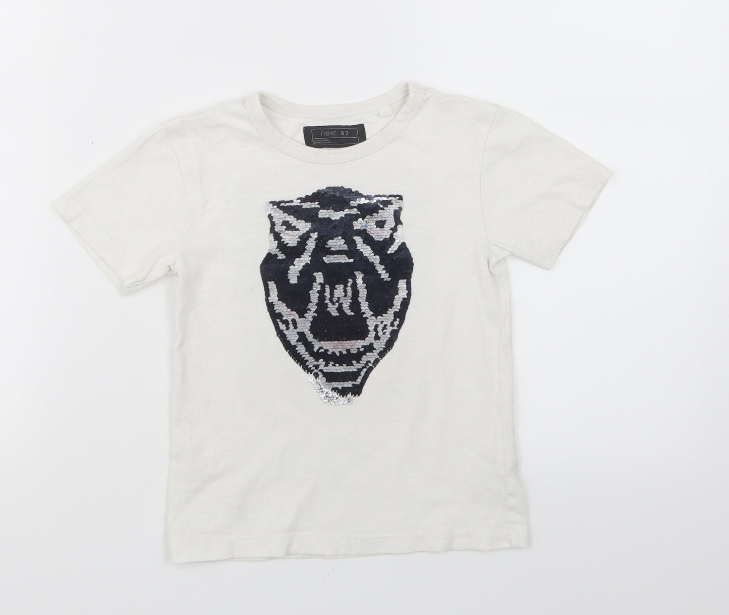 NEXT Girls White   Basic T-Shirt Size 3 Years  - Reversible Sequins