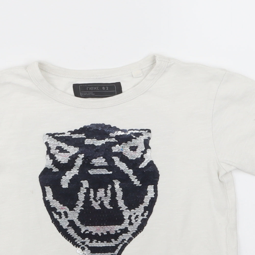 NEXT Girls White   Basic T-Shirt Size 3 Years  - Reversible Sequins