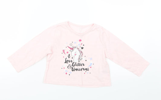Young Dimension Girls Pink   Basic T-Shirt Size 18-24 Months  - Unicorn