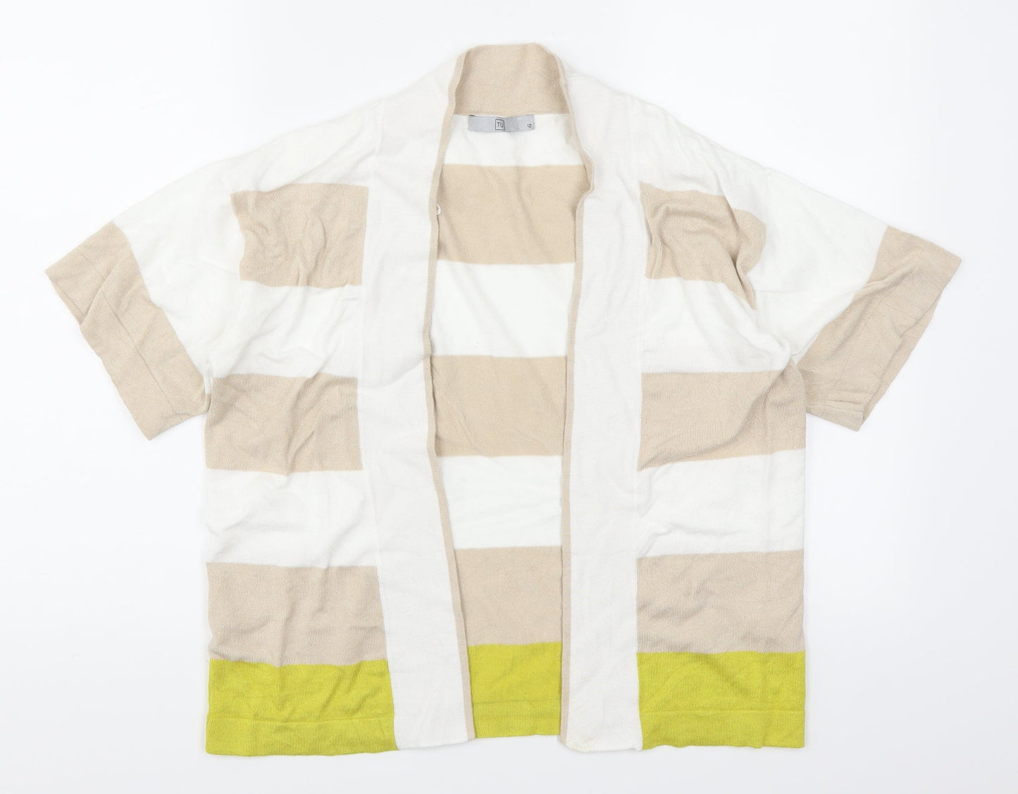 TU Womens Beige Striped  Cardigan Jumper Size 12  - Yellow