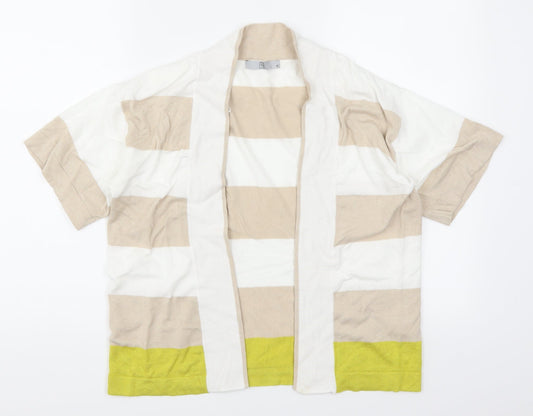 TU Womens Beige Striped  Cardigan Jumper Size 12  - Yellow