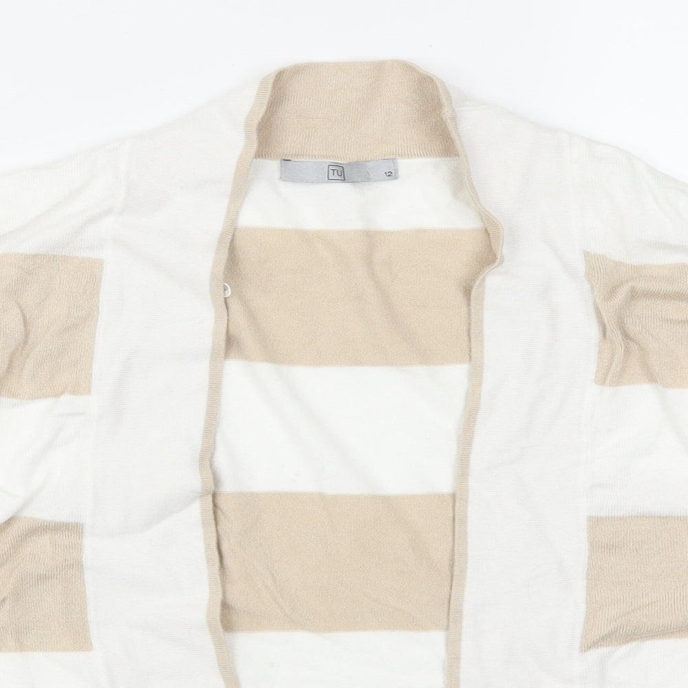 TU Womens Beige Striped  Cardigan Jumper Size 12  - Yellow