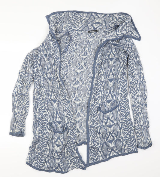 Bonmarché Womens Blue Geometric  Cardigan Jumper Size S