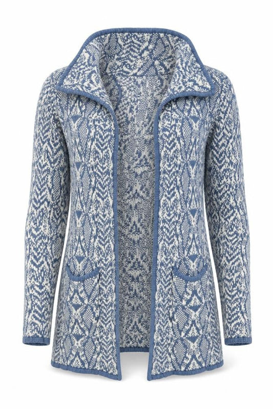 Bonmarché Womens Blue Geometric Cardigan Jumper Size S