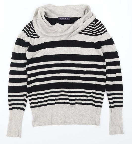 Marks and Spencer Womens Grey Striped  Pullover Jumper Size 10