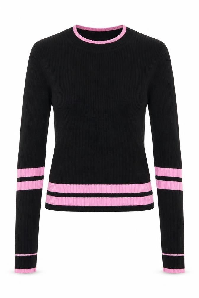 Cooperative Womens Black Striped  Pullover Jumper Size S  - Pink