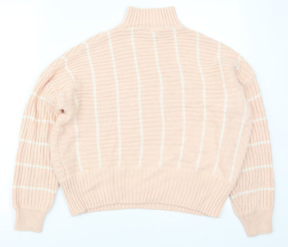 Preloved Miss Selfridge Womens Pink Striped Knit Pullover Jumper Size 4 - Back