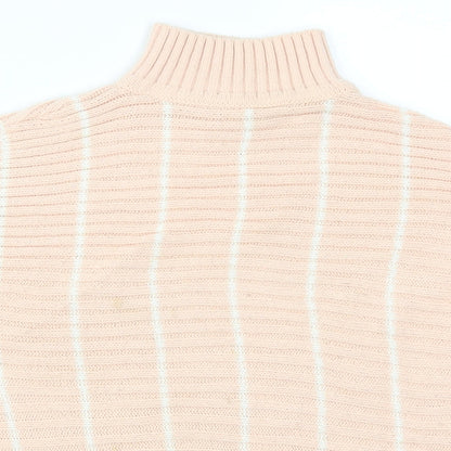 Preloved Miss Selfridge Womens Pink Striped Knit Pullover Jumper Size 4 - Detail