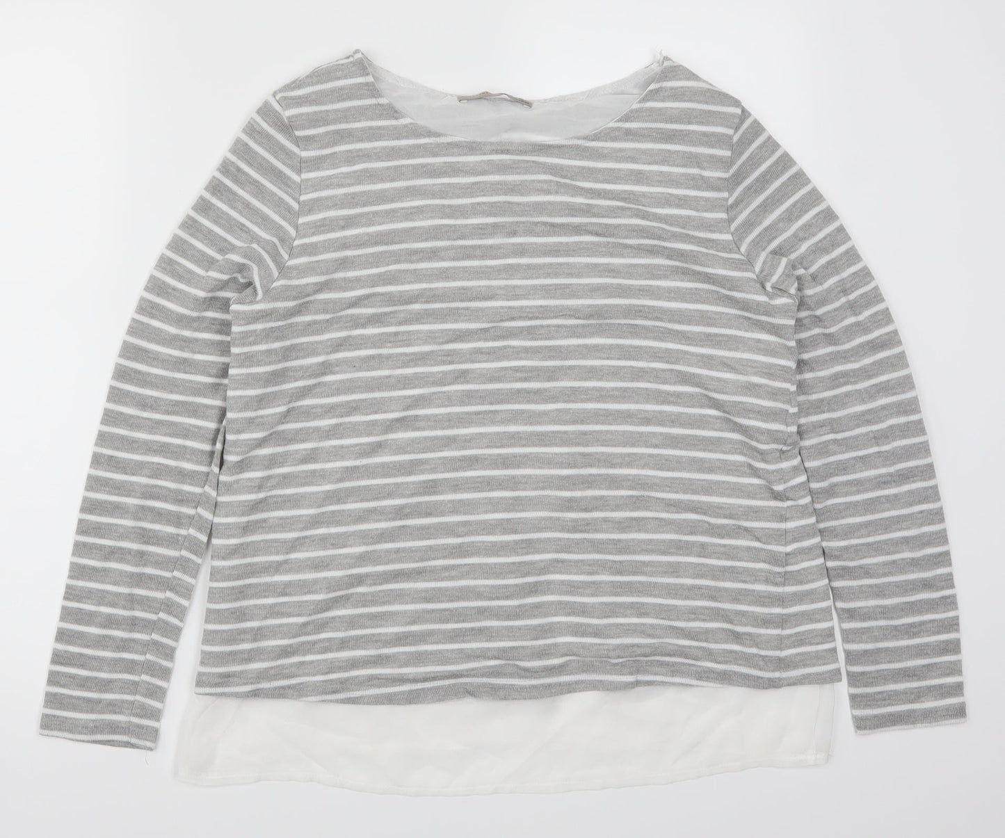 Atmosphere Womens Grey Striped  Basic T-Shirt Size 12