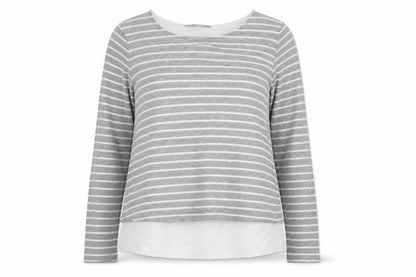 Atmosphere Womens Grey Striped  Basic T-Shirt Size 12