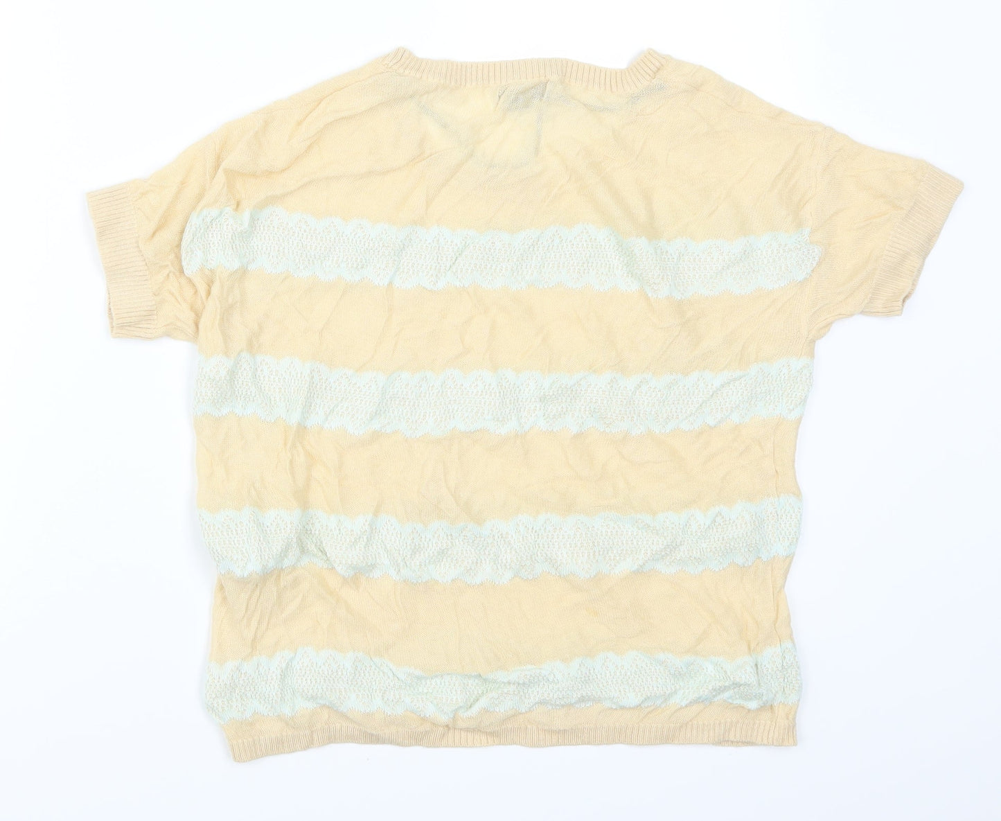 VERO MODA Womens Beige Striped Lace Basic T-Shirt Size XS
