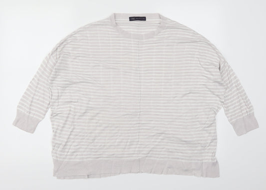 Marks and Spencer Womens Grey Striped  Pullover Jumper Size 14