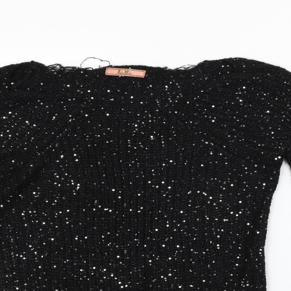es on Womens Black   Pullover Jumper Size L  - Sequin detail