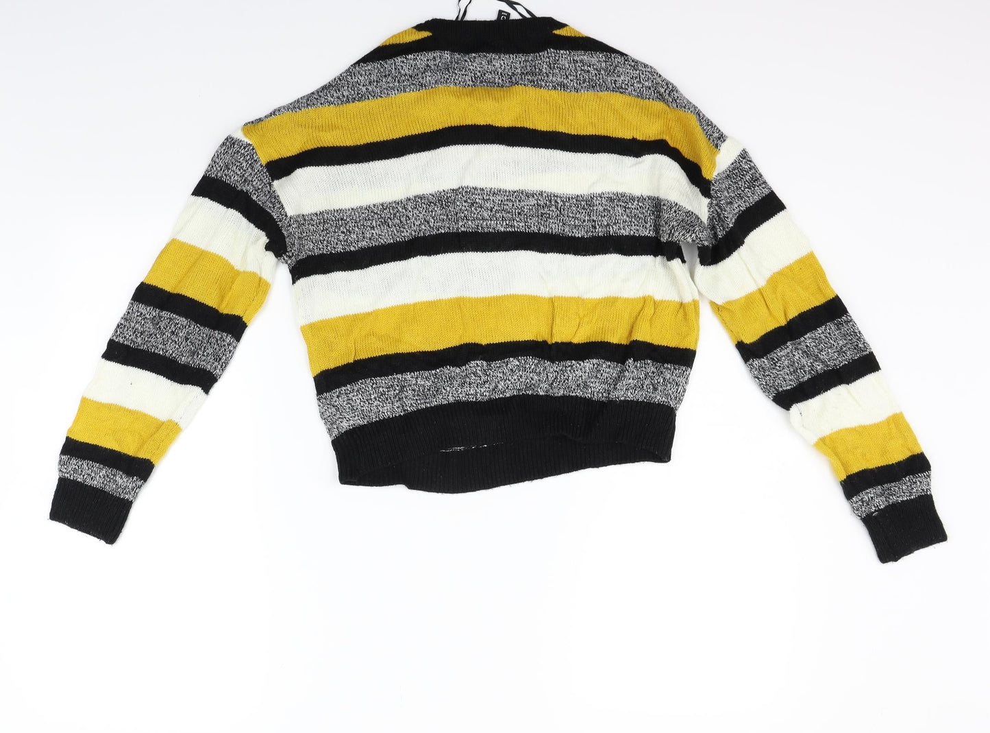 Divided Womens Yellow Striped  Henley Jumper Size M