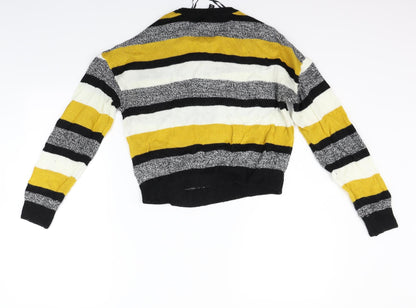 Divided Womens Yellow Striped  Henley Jumper Size M