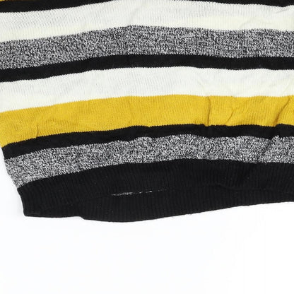 Divided Womens Yellow Striped  Henley Jumper Size M