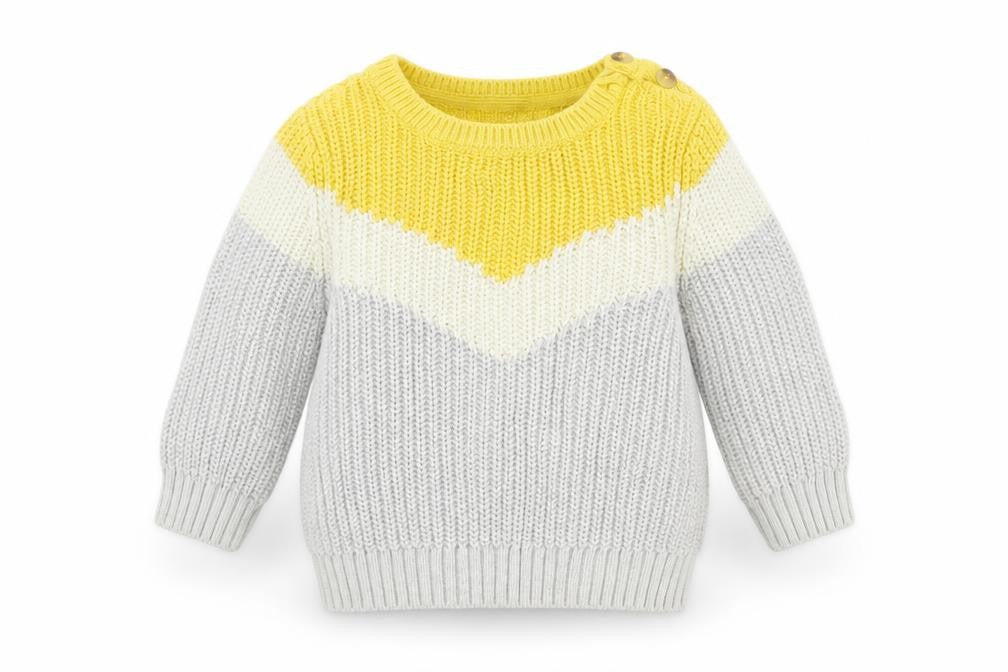 Marks & Spencer Boys Grey Striped  Pullover Jumper Size 0-3 Months