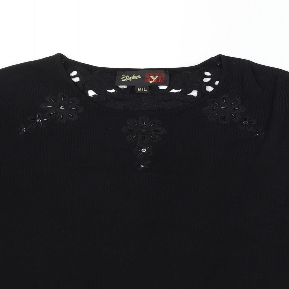 Stephen Y Womens Black   Pullover Jumper Size M
