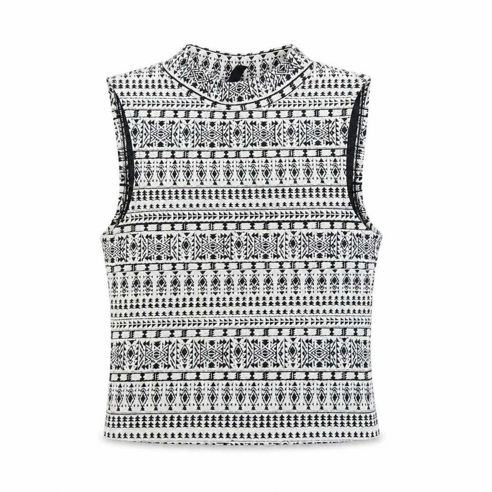 Divided Womens White Geometric  Basic Blouse Size S