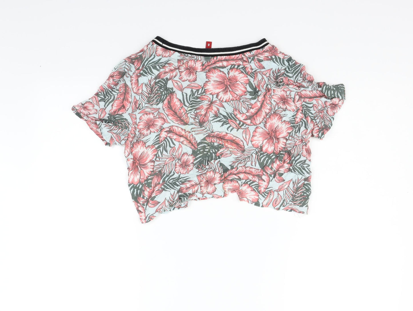 Divided Womens Black Floral  Basic Blouse Size 8