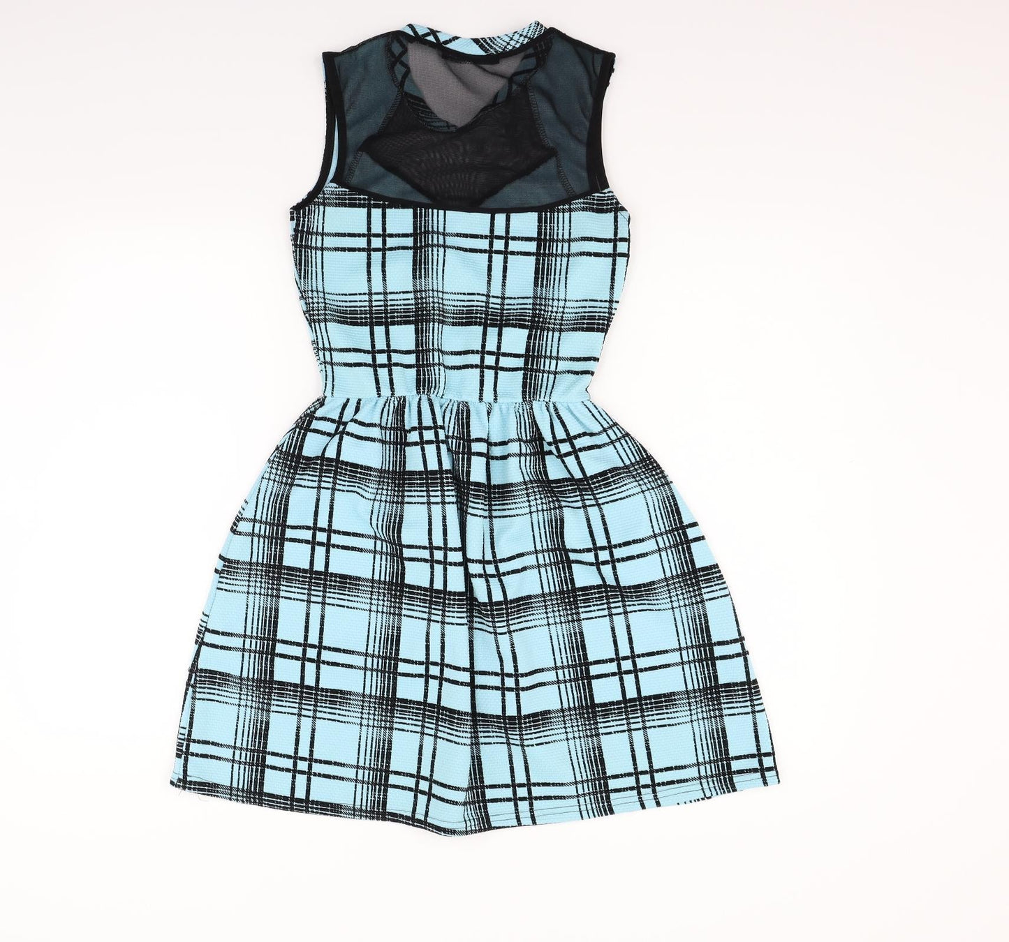 Quiz Womens Blue Check  Fit & Flare  Size 8