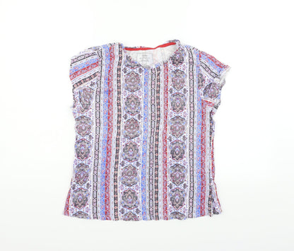 Pep&Co Womens Blue Geometric  Basic Blouse Size 10