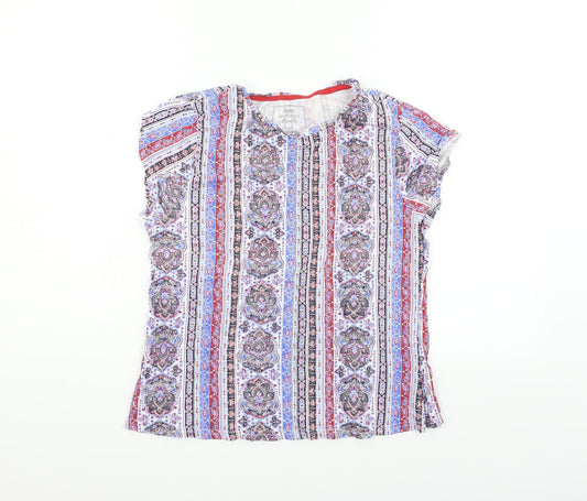PEP&CO Womens Blue Geometric  Basic Blouse Size 10