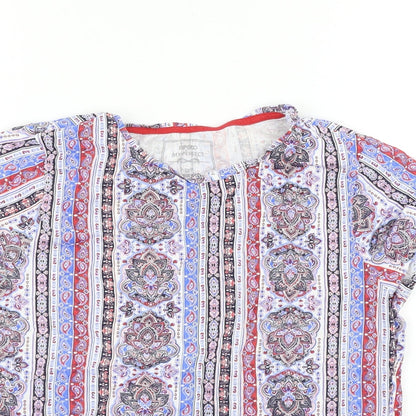 Pep&Co Womens Blue Geometric  Basic Blouse Size 10
