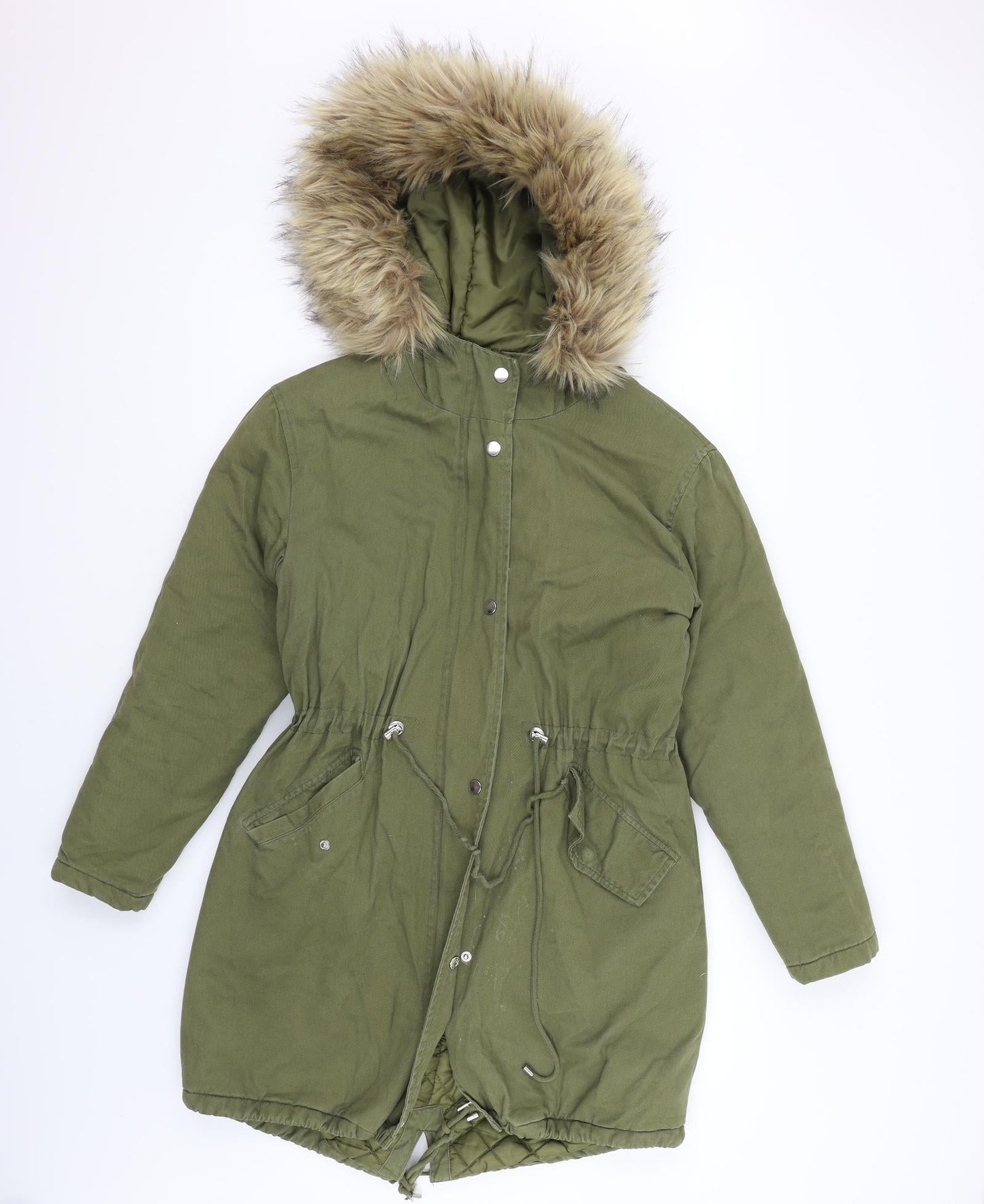 New Look Womens Green   Jacket  Size 8  - faux fur washable marks