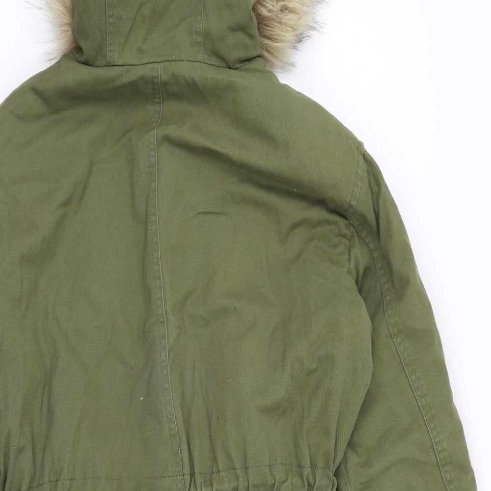 New Look Womens Green   Jacket  Size 8  - faux fur washable marks