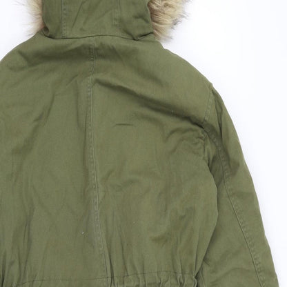 New Look Womens Green   Jacket  Size 8  - faux fur washable marks