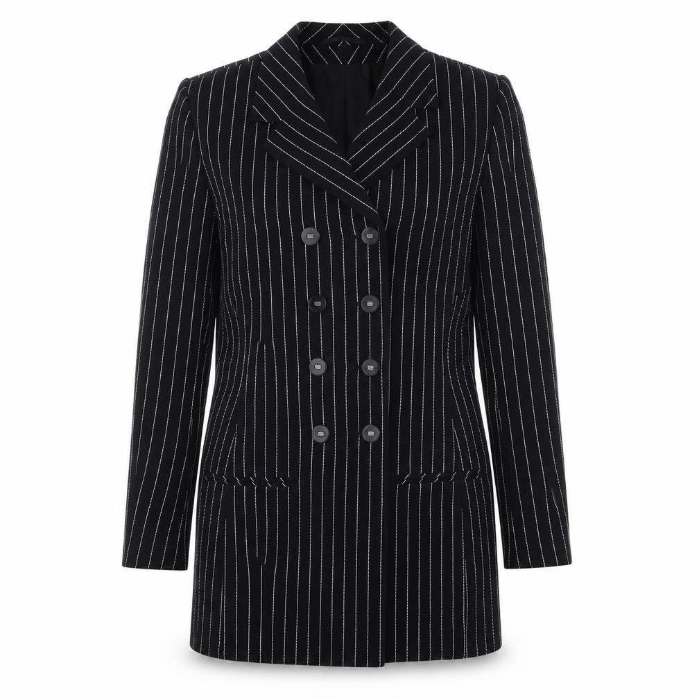 Rena Lange  Womens Black Striped  Jacket Blazer Size 12