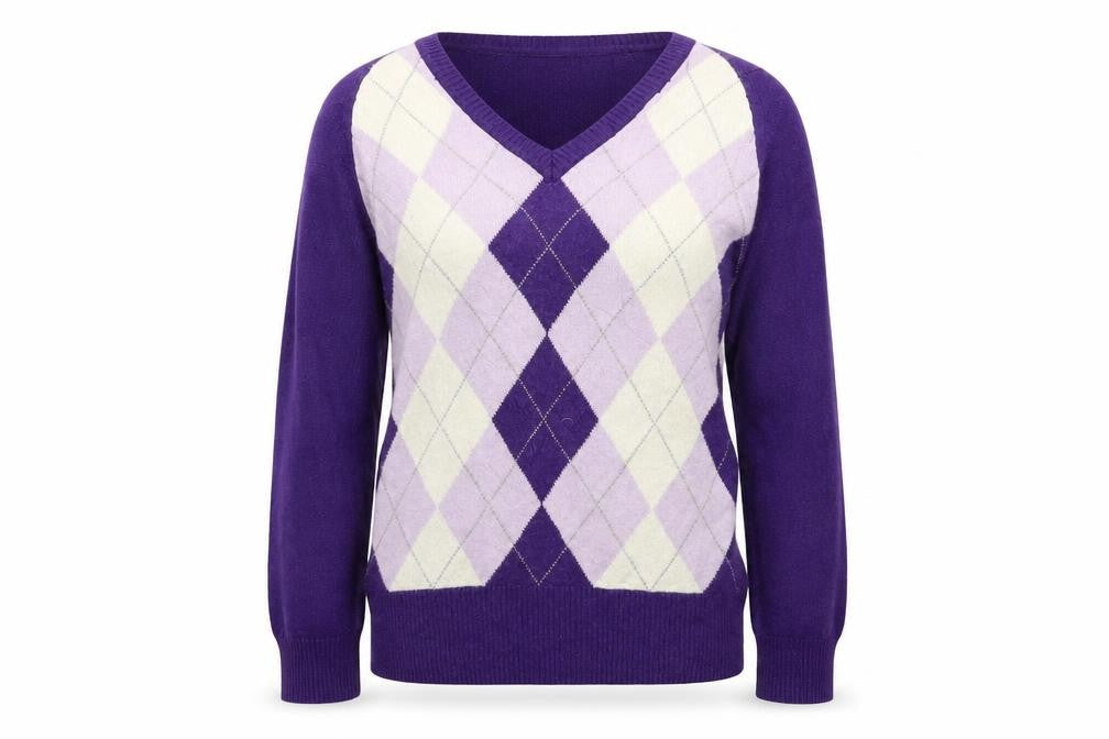 L.O.G.G     Womens Purple Houndstooth  Pullover Jumper Size M