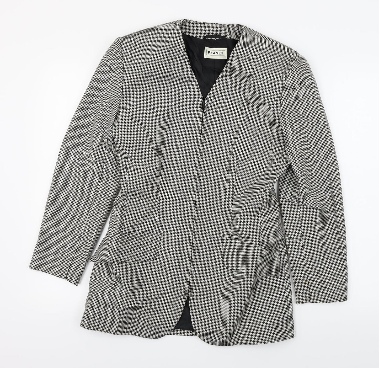planet Womens Grey Check  Jacket Coat Size 8