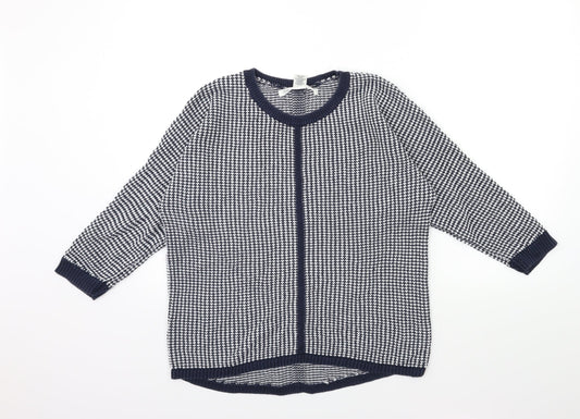Max Studio Womens Blue Geometric Knit Pullover Jumper Size L