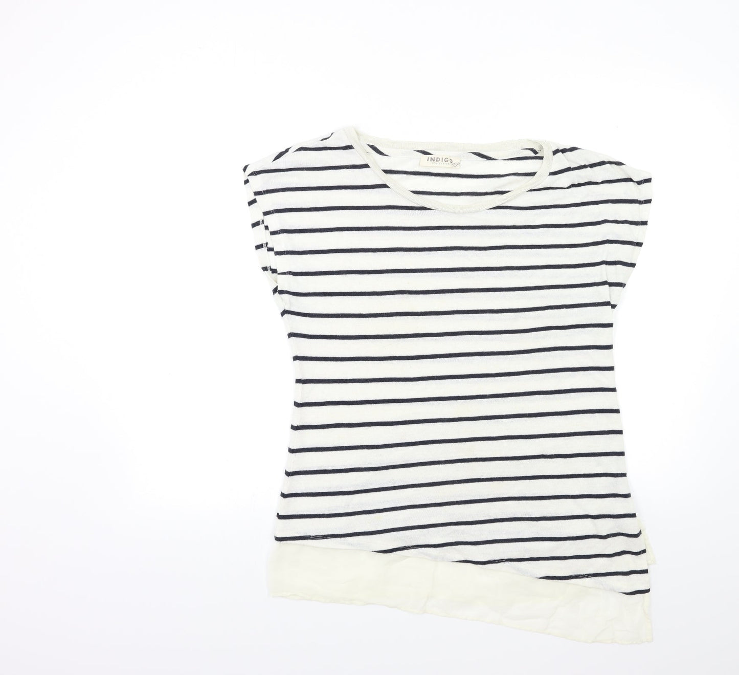 Marks and Spencer Womens White Striped Knit Pullover Jumper Size 14