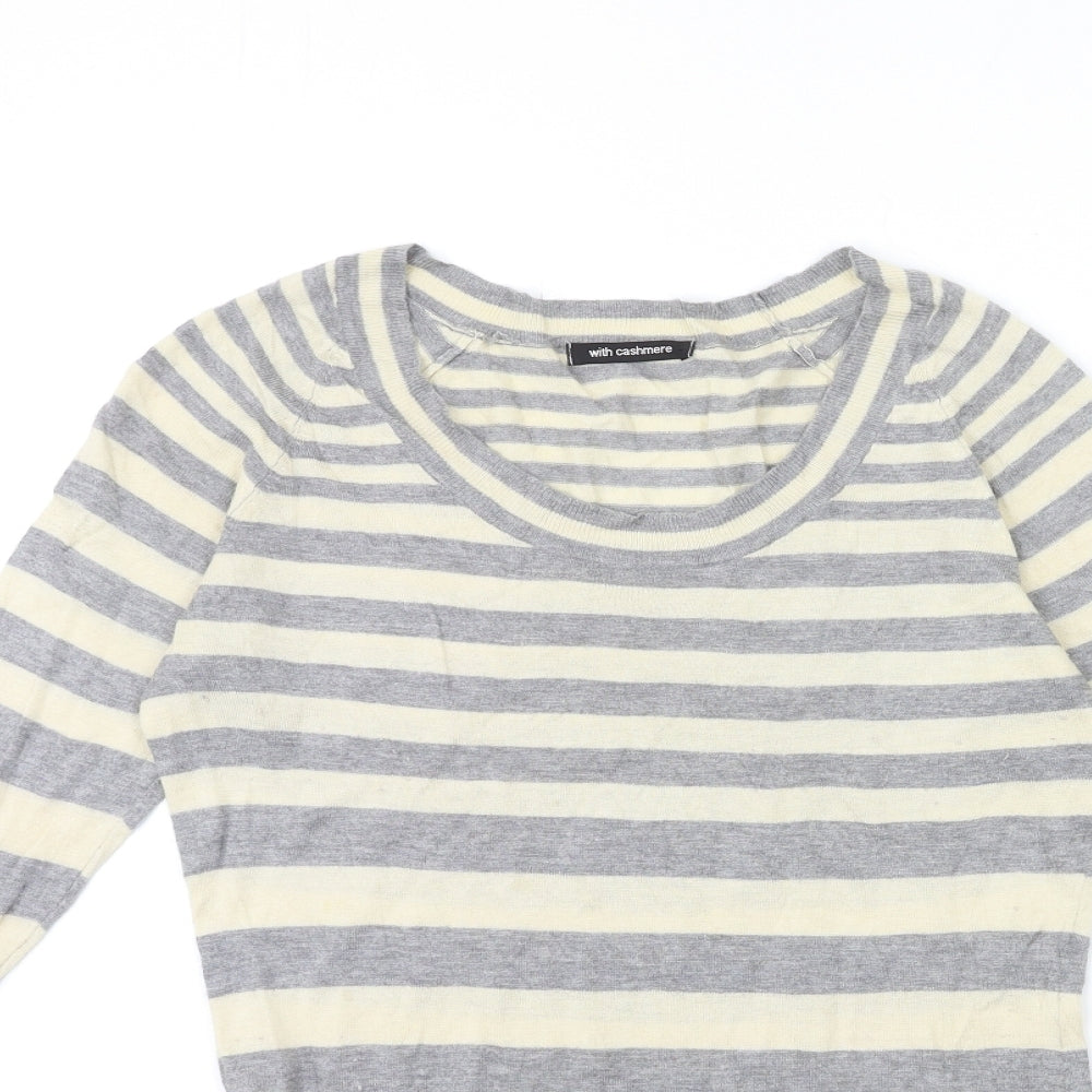 Marks and Spencer Womens Yellow Striped Knit Pullover Jumper Size 12