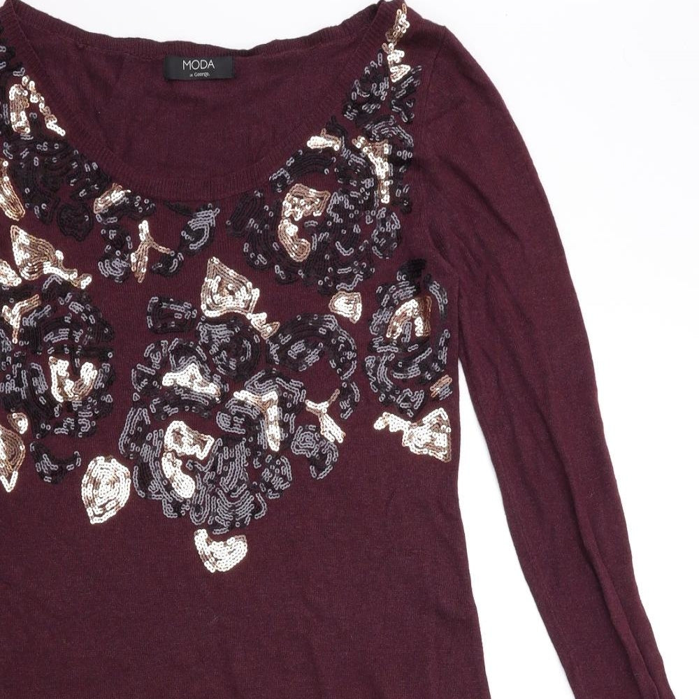 George Womens Purple  Knit Pullover Jumper Size 10
