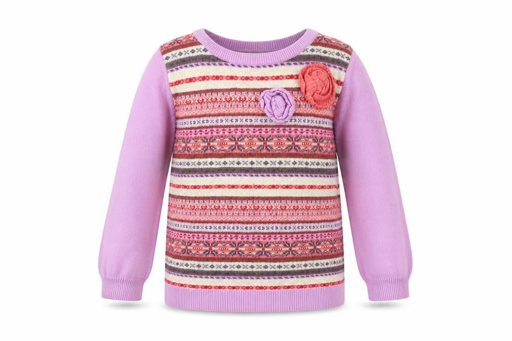 Marks & Spencer Girls Pink Striped Knit Pullover Jumper Size 3-4 Years