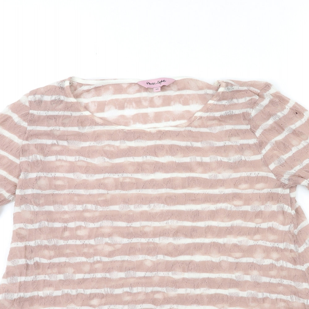 Phase Eight Womens Pink Striped Knit Pullover Jumper Size 10