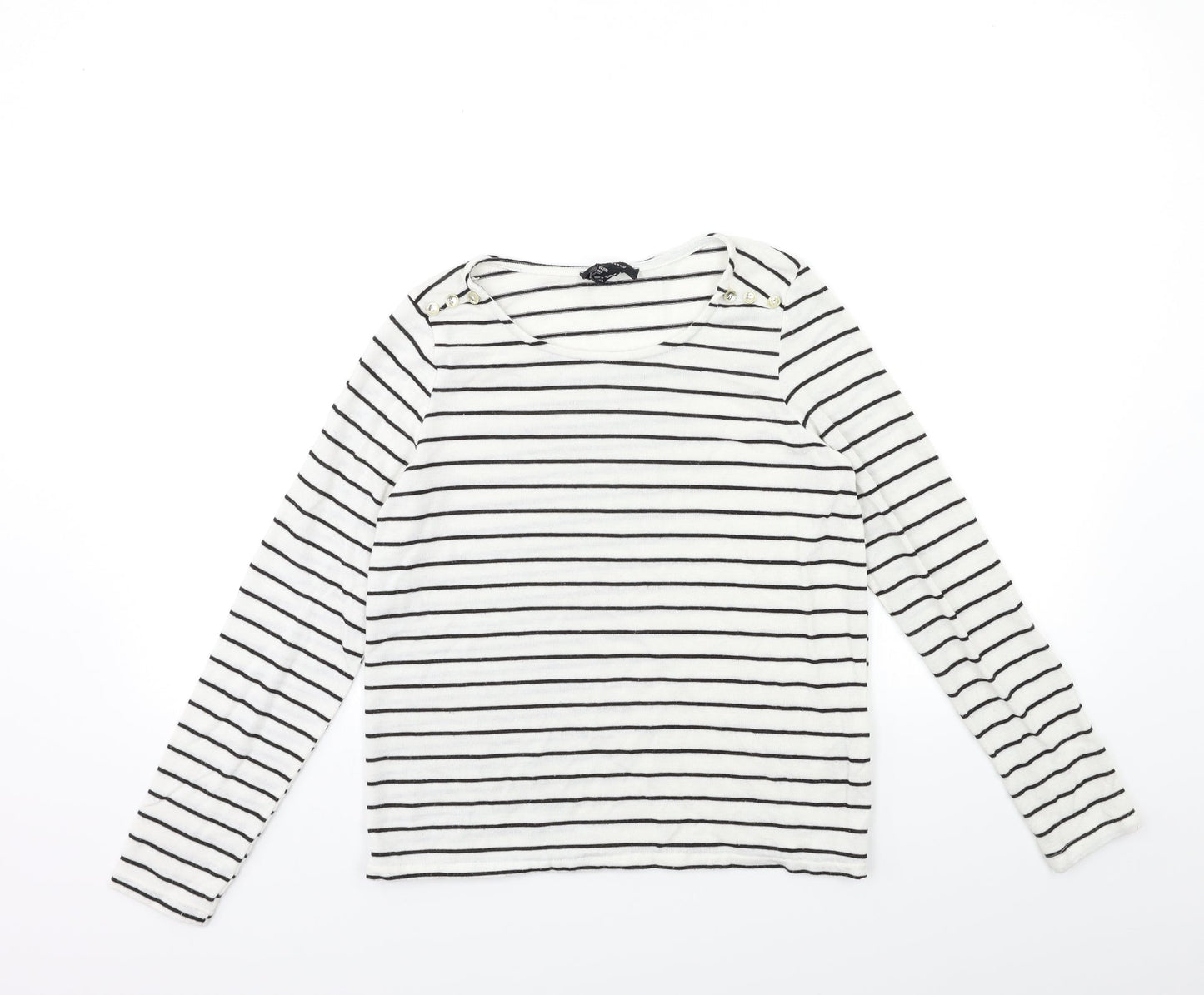Atmosphere Womens White Striped Knit Pullover Jumper Size 6
