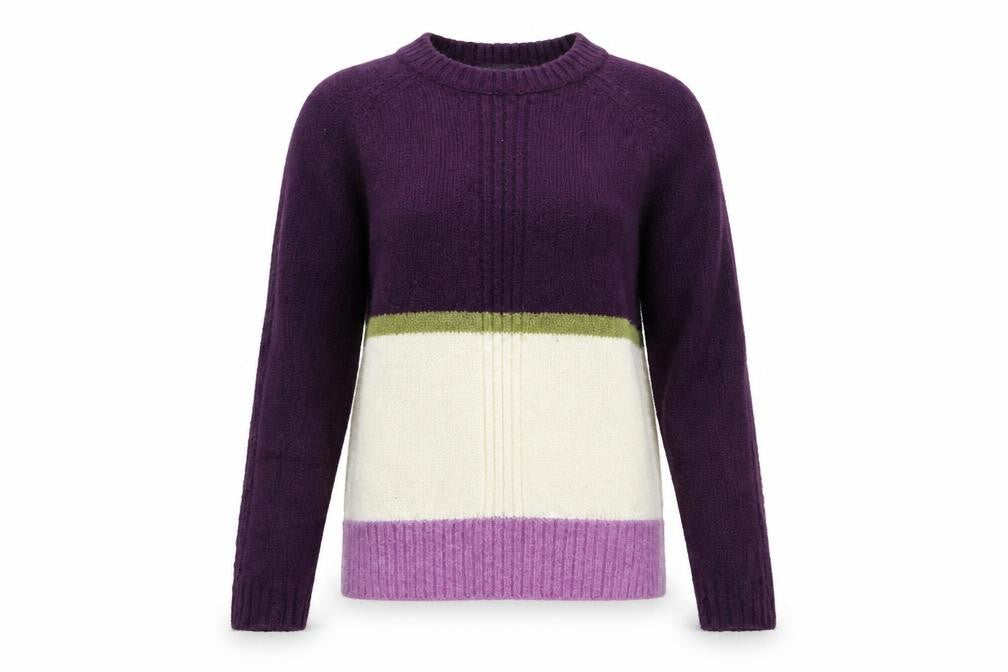 Marks & Spencer Womens Purple Striped Knit Pullover Jumper Size XS
