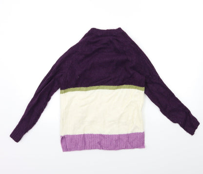 Marks & Spencer Womens Purple Striped Knit Pullover Jumper Size XS
