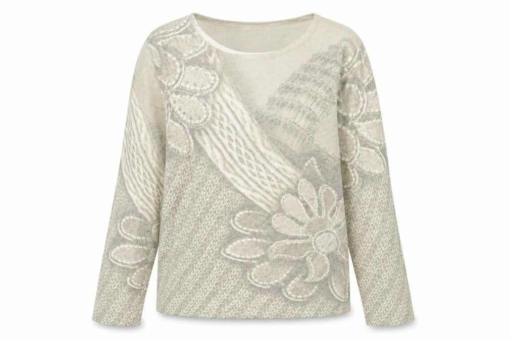 paramour Womens Green Floral Knit Pullover Jumper Size S